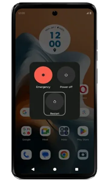 Power menu with Restart highlighted