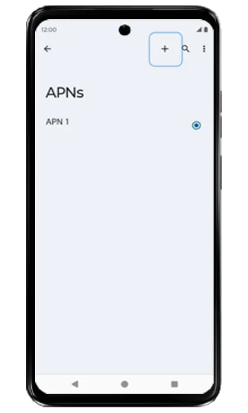 APNs screen with the plus symbol highlighted