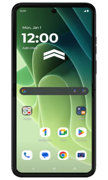 Motorola Home screen with swipe-up indicator