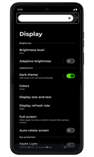 Brightness slider dragged to a lower level