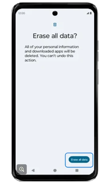 Erase all data confirmation dialog