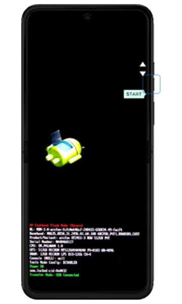 Boot menu with the volume buttons highlighted