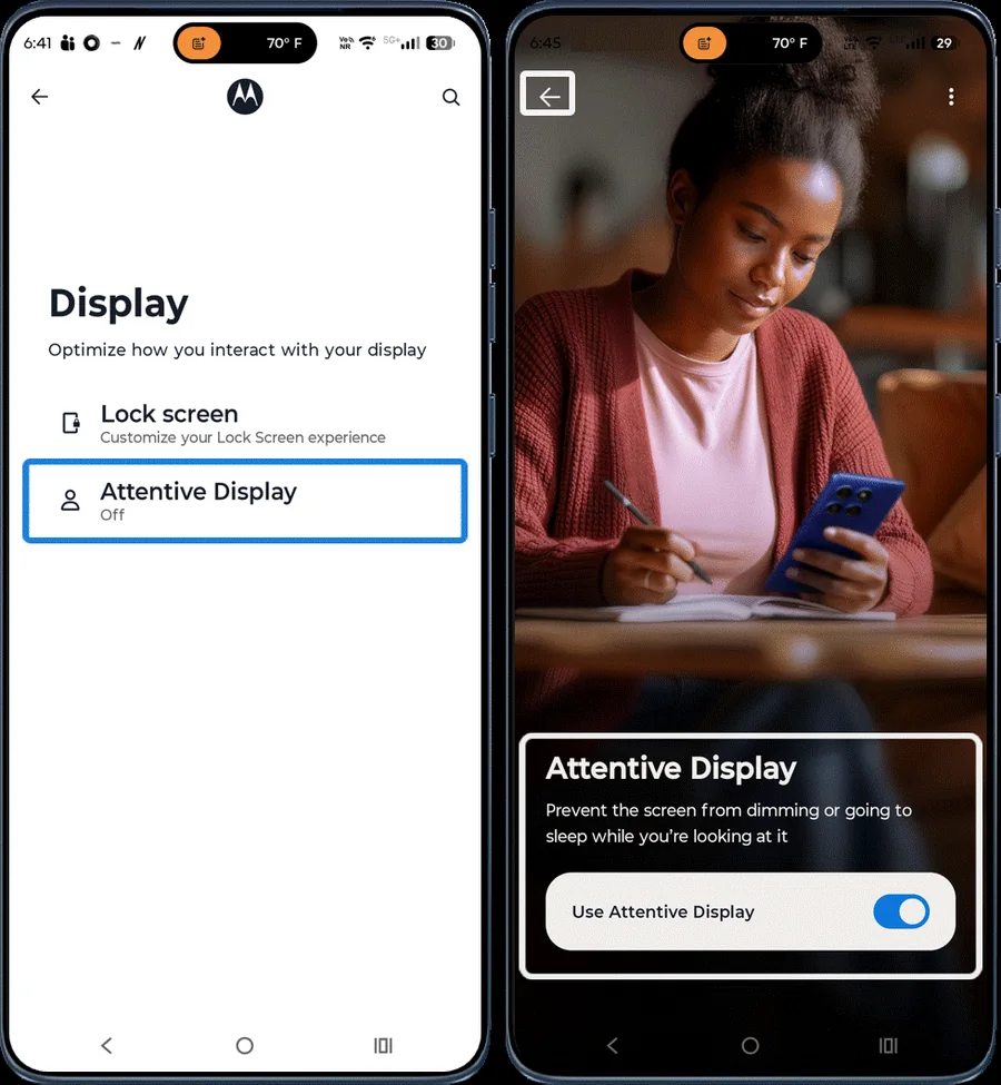 Attentive Display setting