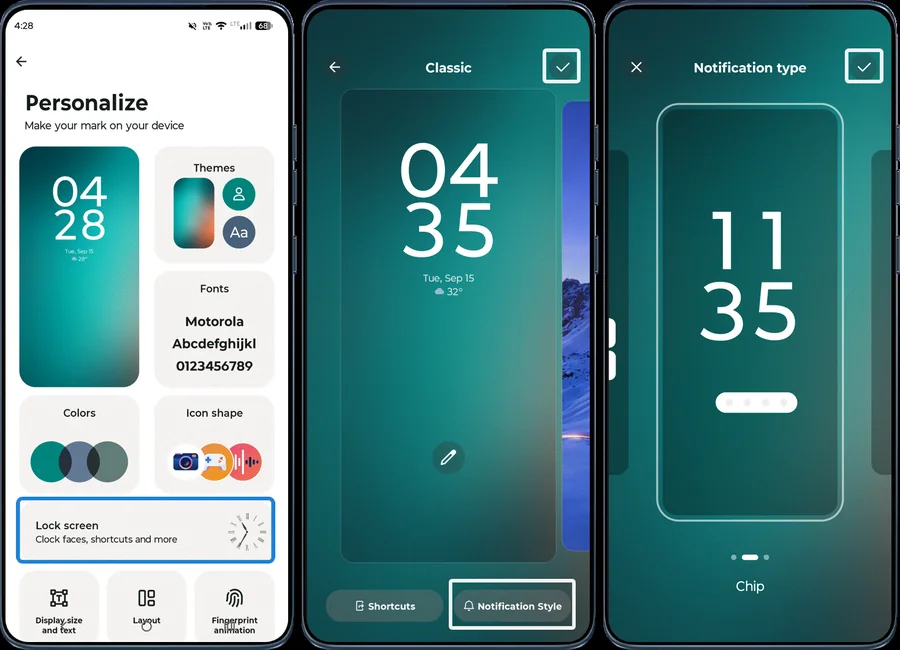 Lock screen editor with notification style options