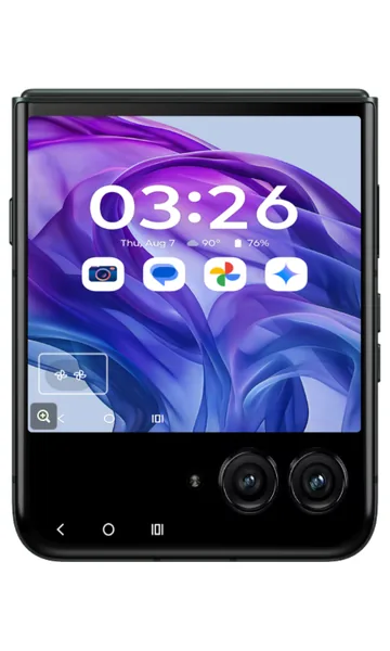 Notification icon highlighted in the bottom-left corner of the razr external display