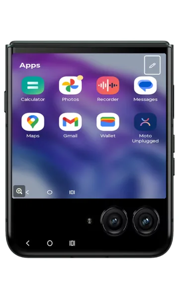 Apps panel on the razr external display with the edit icon highlighted