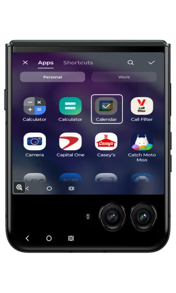 App picker with Calendar checked