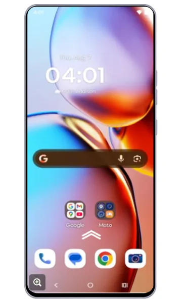motorola razr Home screen with swipe-up indicator