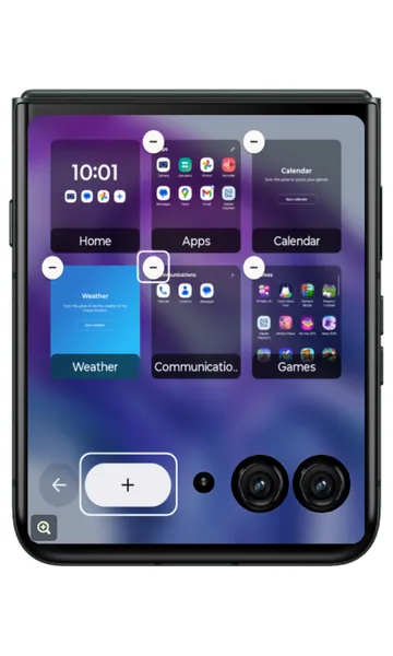 Panel manager with minus buttons on each panel and a plus button