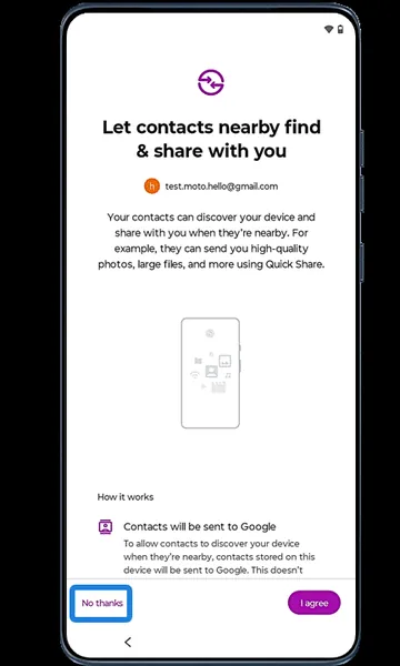 Let contacts nearby find and share with you screen